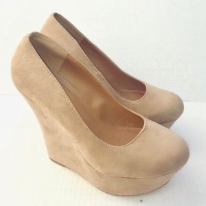 nude wedge heels